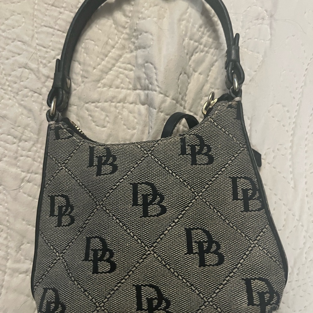 Dooney & Bourke Black and Gray Shoulder Bag with Monogram Pattern